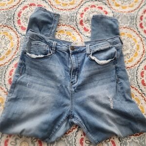 Mudd Light Blue Stretch Jeggings with Subtle Distressing